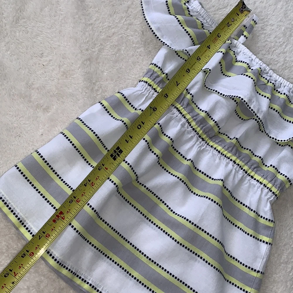 Janie and Jack Ruffle Sundress 2T White Gray Yellow Dress